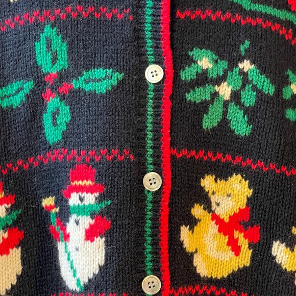 VINTAGE 80s Charter Club Wool Ugly Christmas Cardigan Sweater Size Medium - Picture 2 of 4